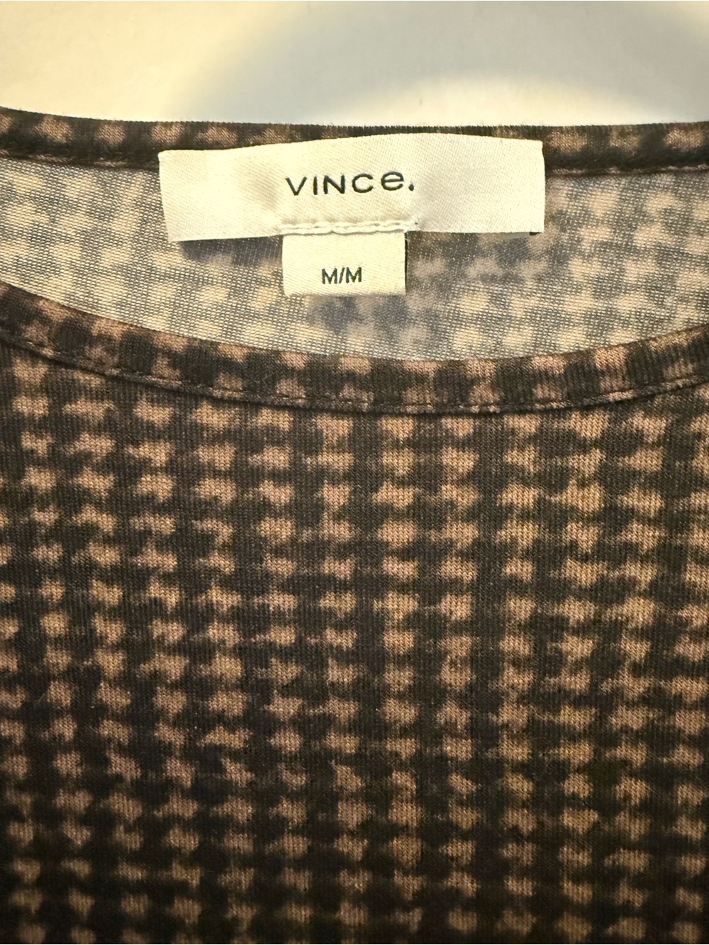 Vince Brushed Check Crew Tee, Size M - Picture 10 of 11